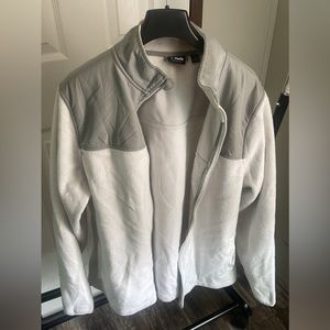 White jacket with gray color block. Worn once.